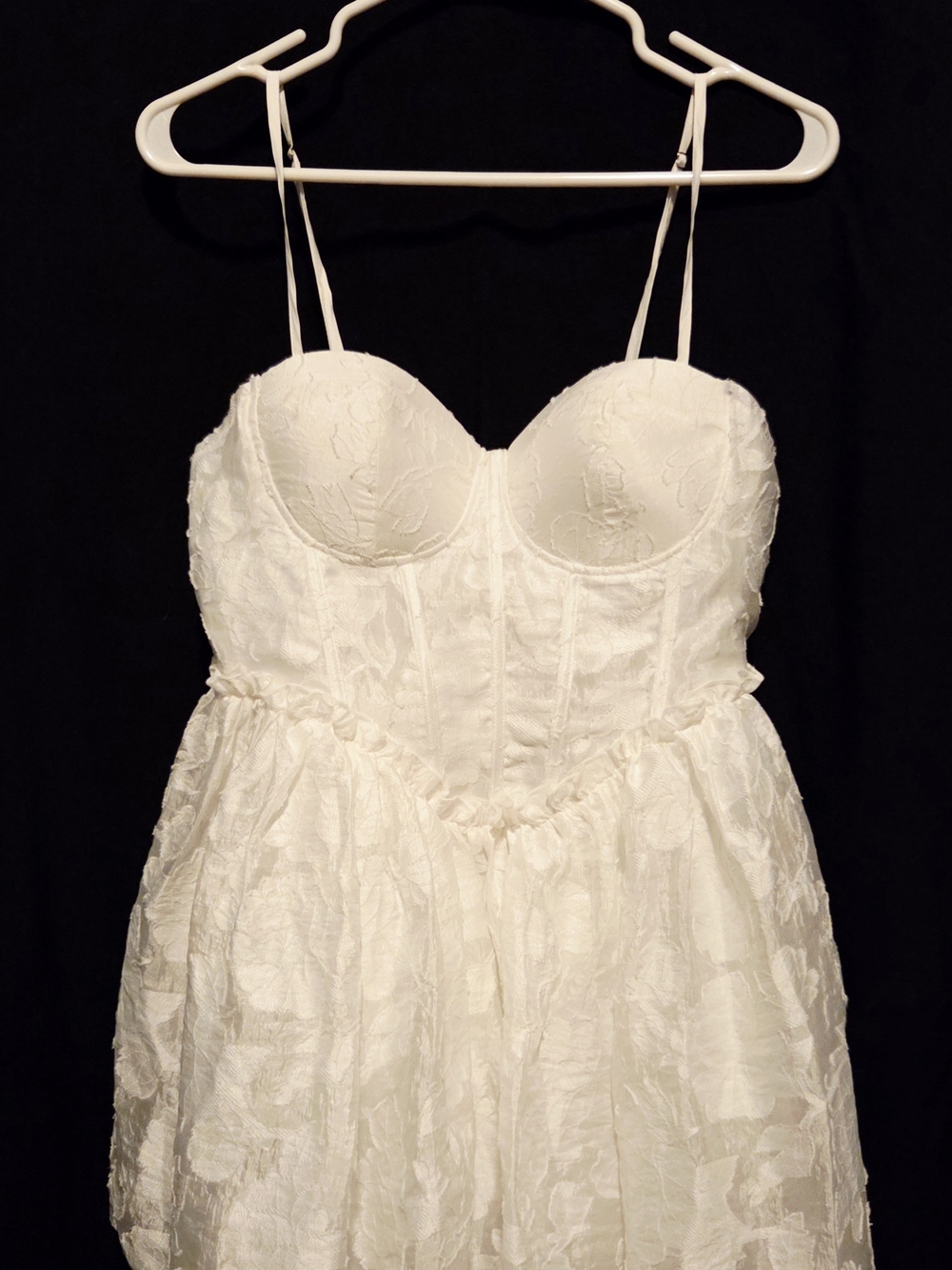 Fashion Nova White Floral Lace Bustier Chemise